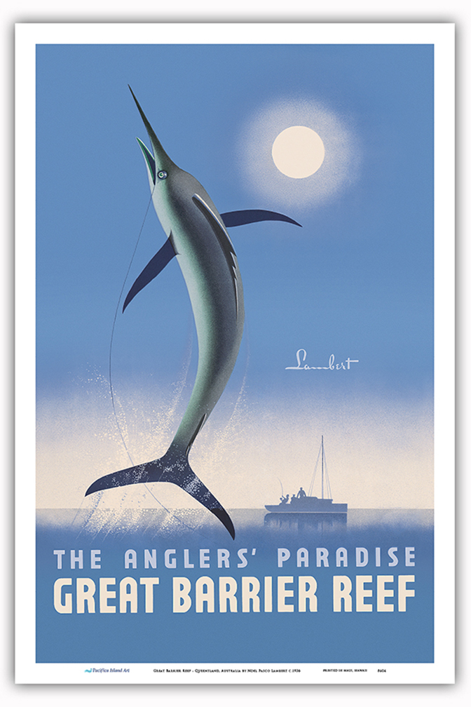 Great Barrier Reef Queensland Australia - Swordfish - Vintage Travel Poster 1936 - Picture 16 of 22