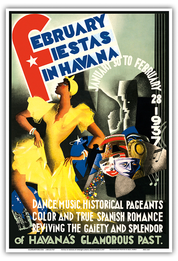 February Fiestas in Havana Cuba - Vintage Travel Poster by Caravia Montenegro - Picture 18 of 23