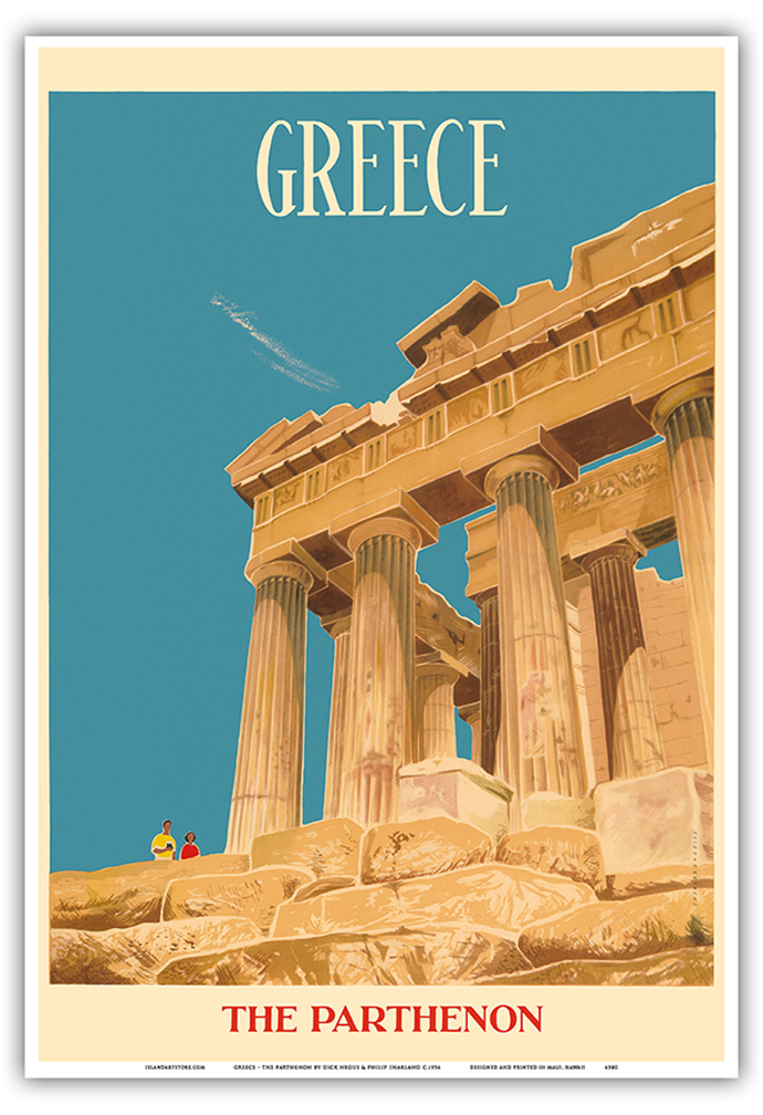 Greece - The Parthenon - Temple of Athena - Vintage Travel Poster c.1954 - Picture 16 of 21