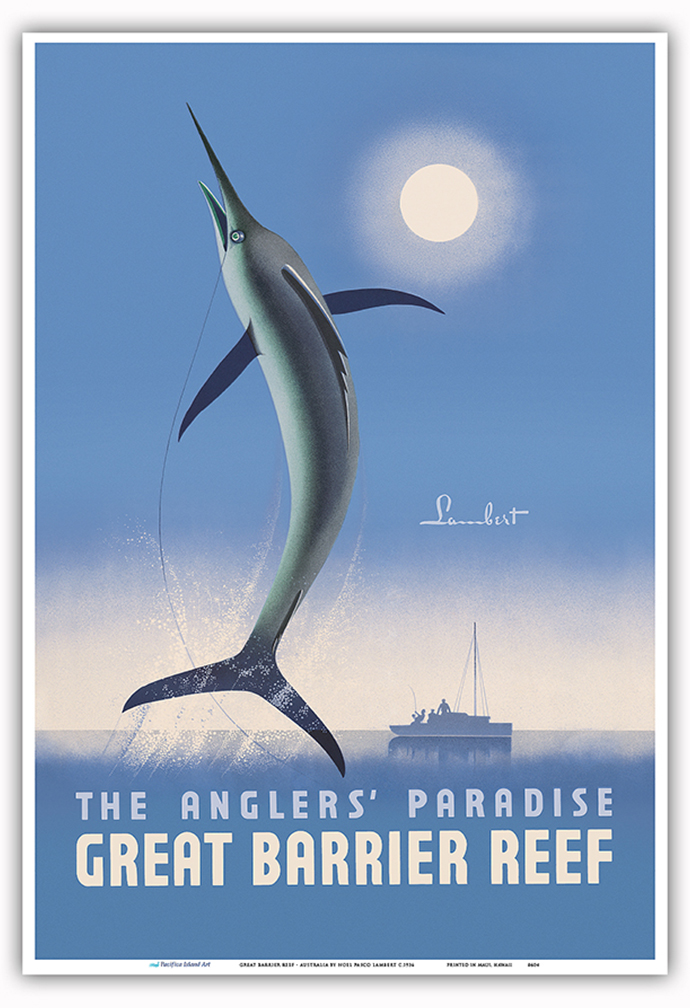Great Barrier Reef Queensland Australia - Swordfish - Vintage Travel Poster 1936 - Picture 17 of 22