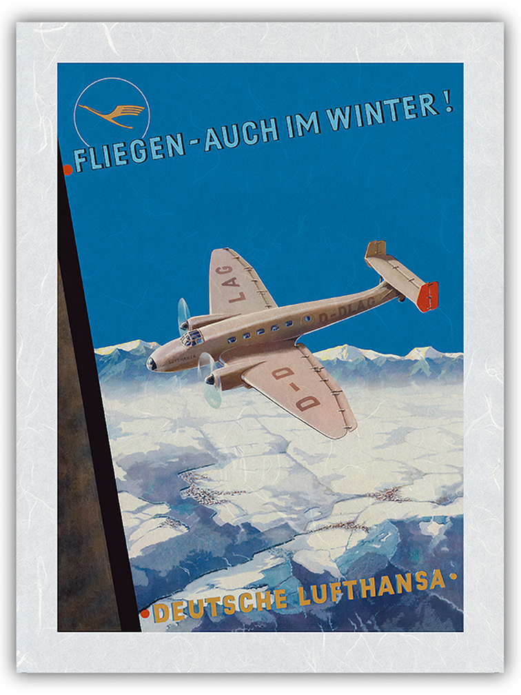 Fly Even in Winter - Deutsche Lufthansa - Vintage German Airline Travel Poster - Picture 19 of 23