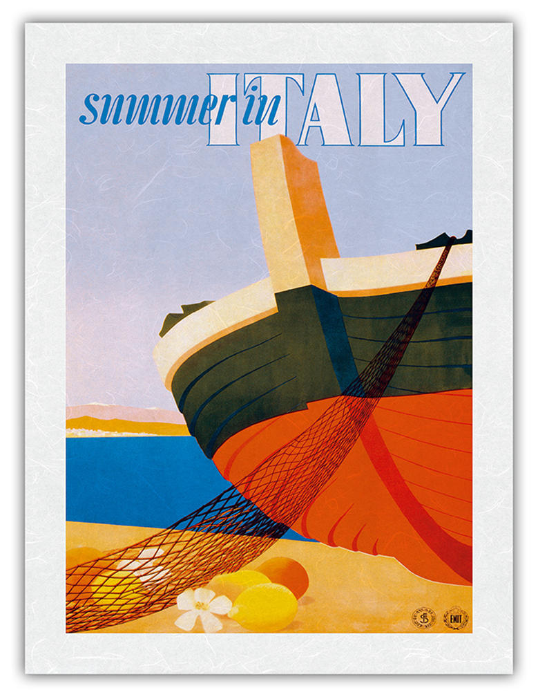 Summer in Italy - Fishing Boat - Vintage Travel Poster by Alfredo Lalia 1951 - Picture 21 of 25