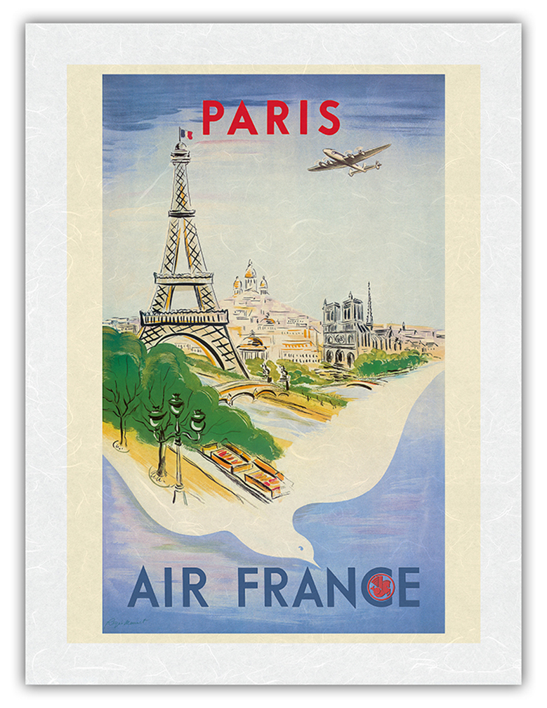 Paris - Eiffel Tower - Vintage Air France Travel Poster by R�gis Manset 1947 - Picture 19 of 23