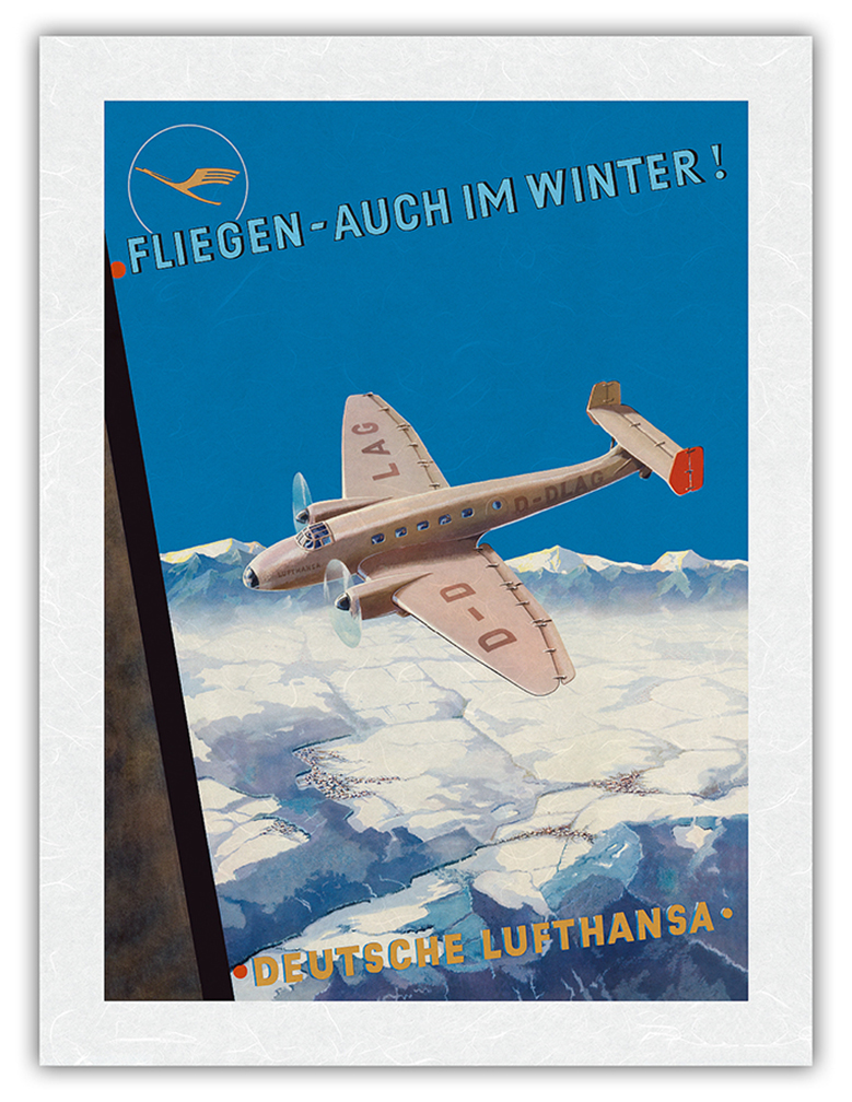 Fly Even in Winter - Deutsche Lufthansa - Vintage German Airline Travel Poster - Picture 20 of 23