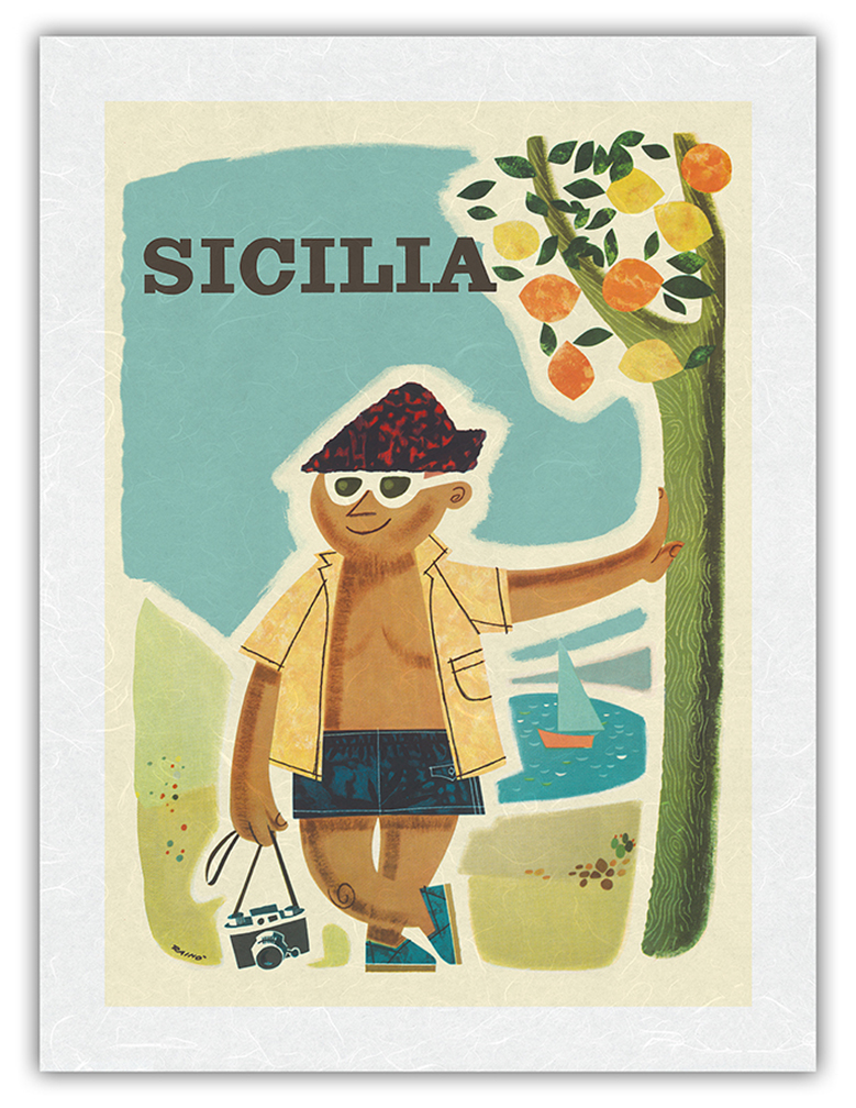 Sicily (Sicilia) Italy - Vintage Travel Poster by Rain� 1957 - Picture 21 of 25