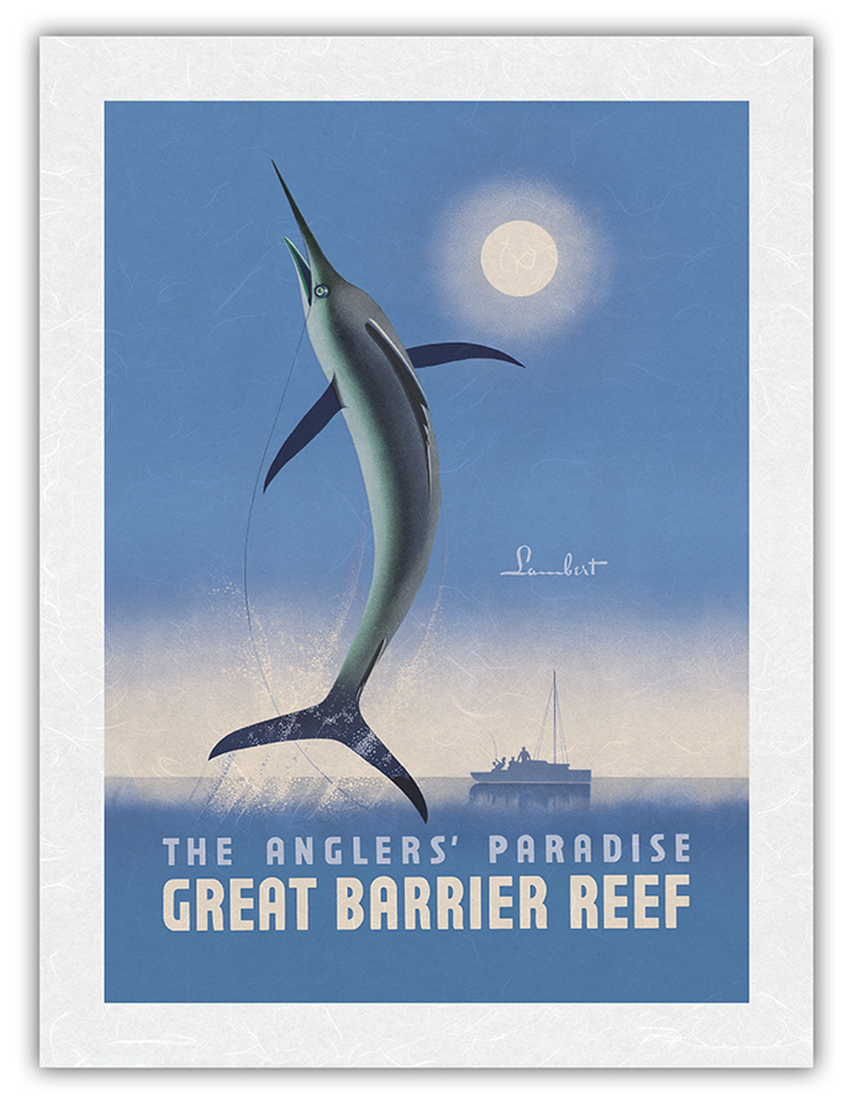 Great Barrier Reef Queensland Australia - Swordfish - Vintage Travel Poster 1936 - Picture 19 of 22