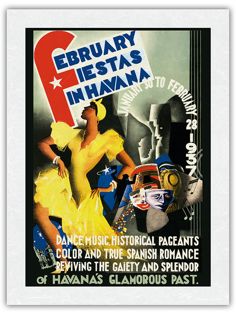 February Fiestas in Havana Cuba - Vintage Travel Poster by Caravia Montenegro - Picture 21 of 23