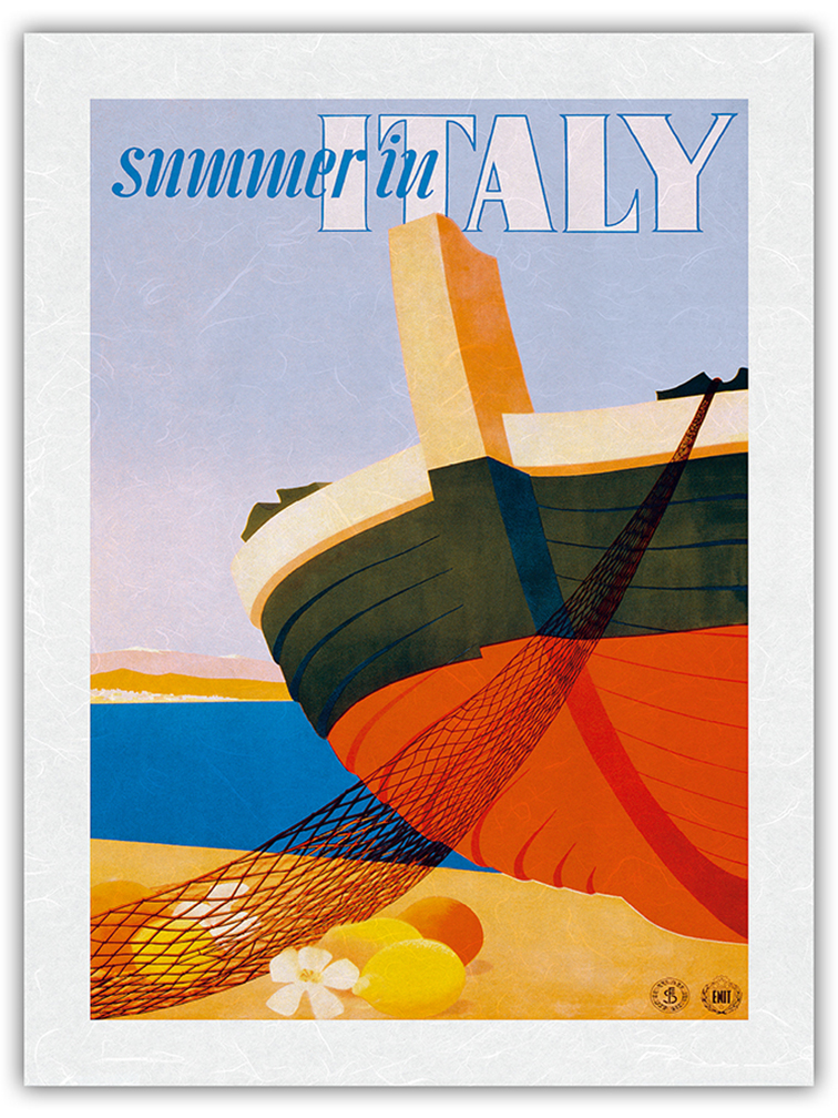 Summer in Italy - Fishing Boat - Vintage Travel Poster by Alfredo Lalia 1951 - Picture 22 of 25