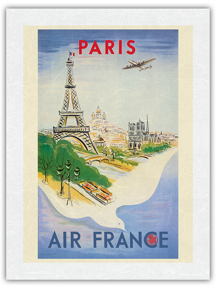 Paris - Eiffel Tower - Vintage Air France Travel Poster by R�gis Manset 1947 - Picture 20 of 23