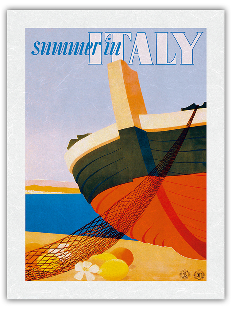 Summer in Italy - Fishing Boat - Vintage Travel Poster by Alfredo Lalia 1951 - Picture 23 of 25