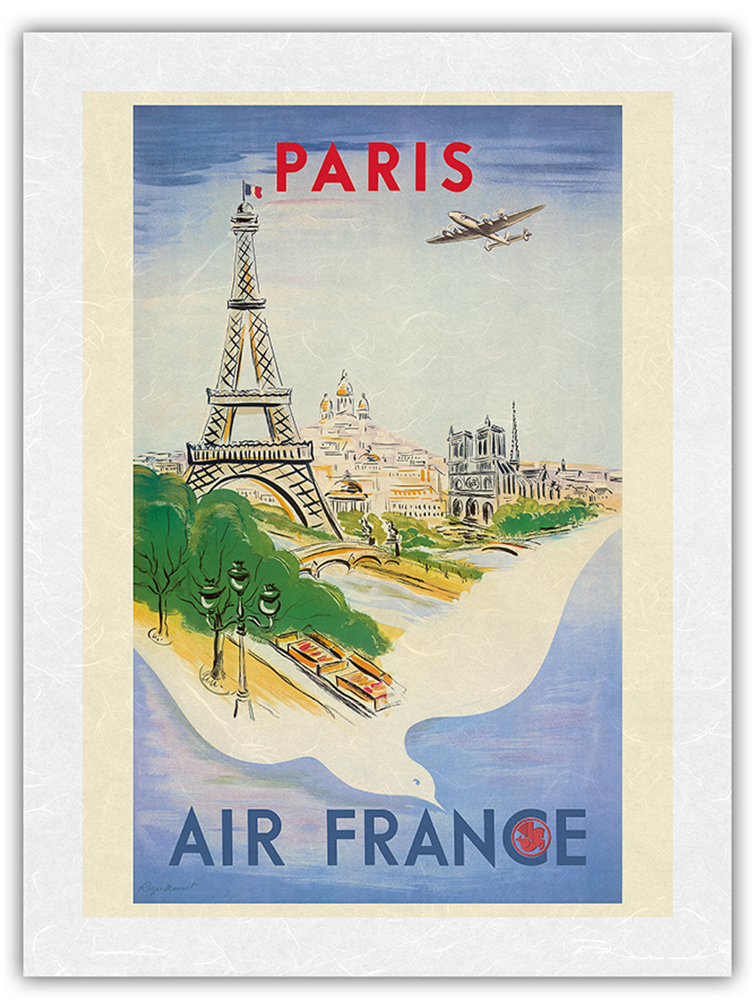 Paris - Eiffel Tower - Vintage Air France Travel Poster by R�gis Manset 1947 - Picture 21 of 23