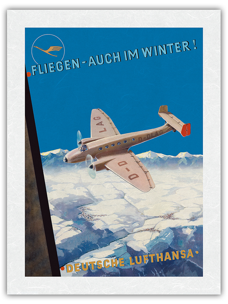 Fly Even in Winter - Deutsche Lufthansa - Vintage German Airline Travel Poster - Picture 22 of 23