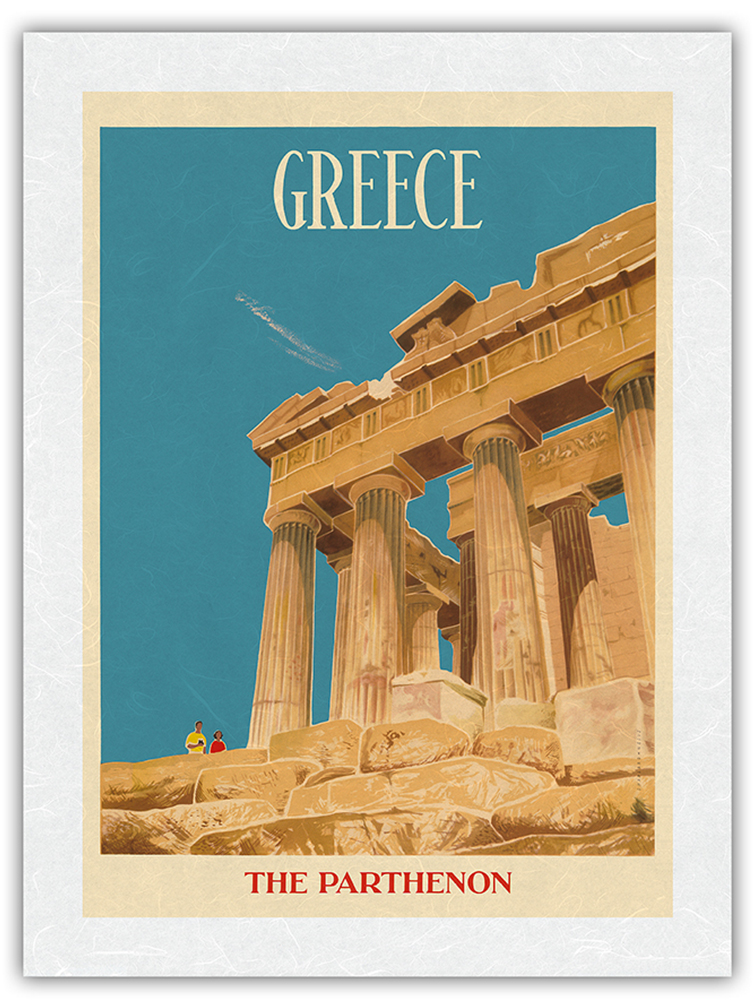 Greece - The Parthenon - Temple of Athena - Vintage Travel Poster c.1954 - Picture 20 of 21
