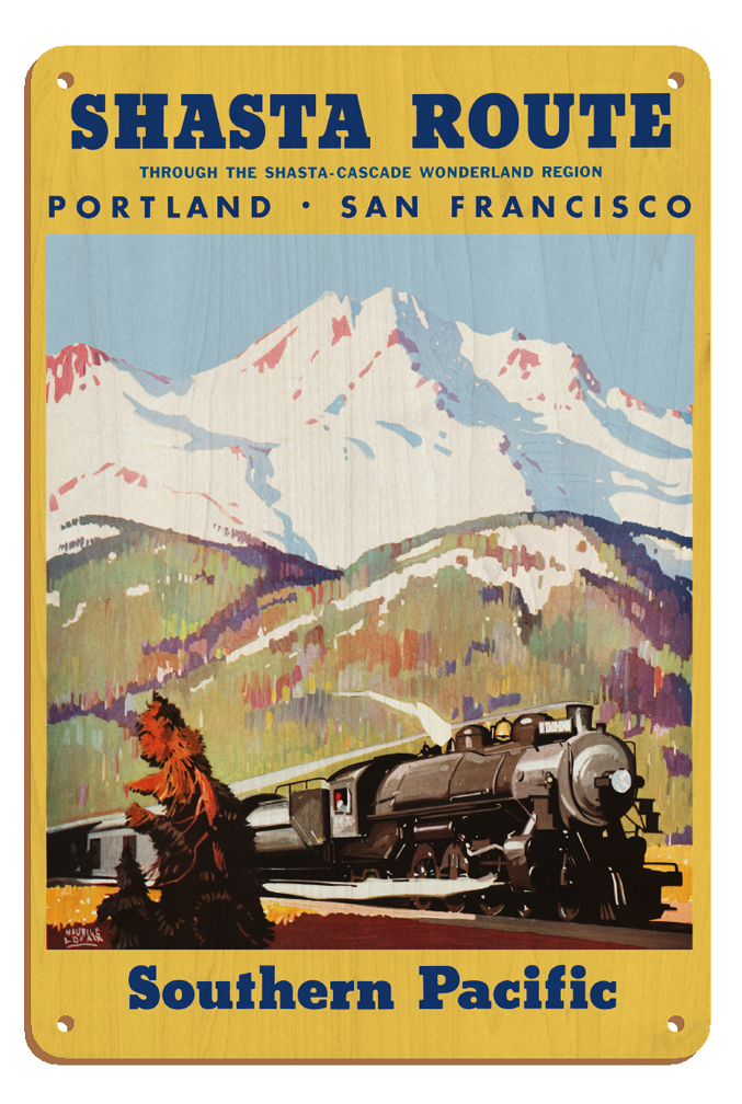 Shasta Route - Vintage Southern Pacific Railroad Travel Poster by M Logan 1933 - Picture 25 of 25