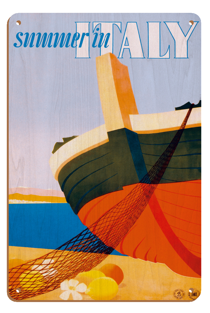 Summer in Italy - Fishing Boat - Vintage Travel Poster by Alfredo Lalia 1951 - Picture 25 of 25