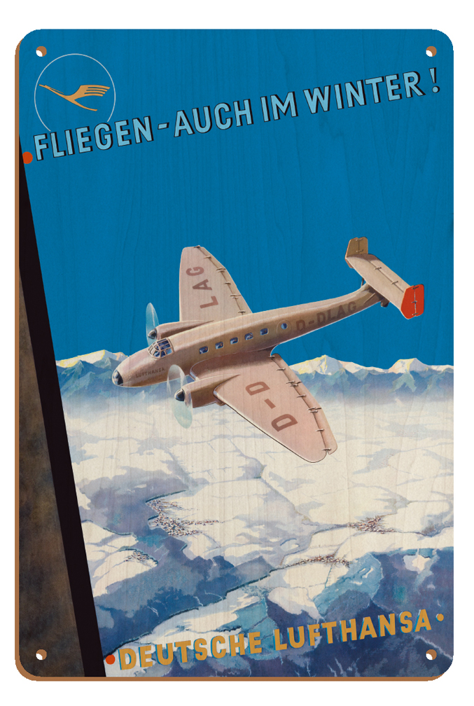 Fly Even in Winter - Deutsche Lufthansa - Vintage German Airline Travel Poster - Picture 23 of 23