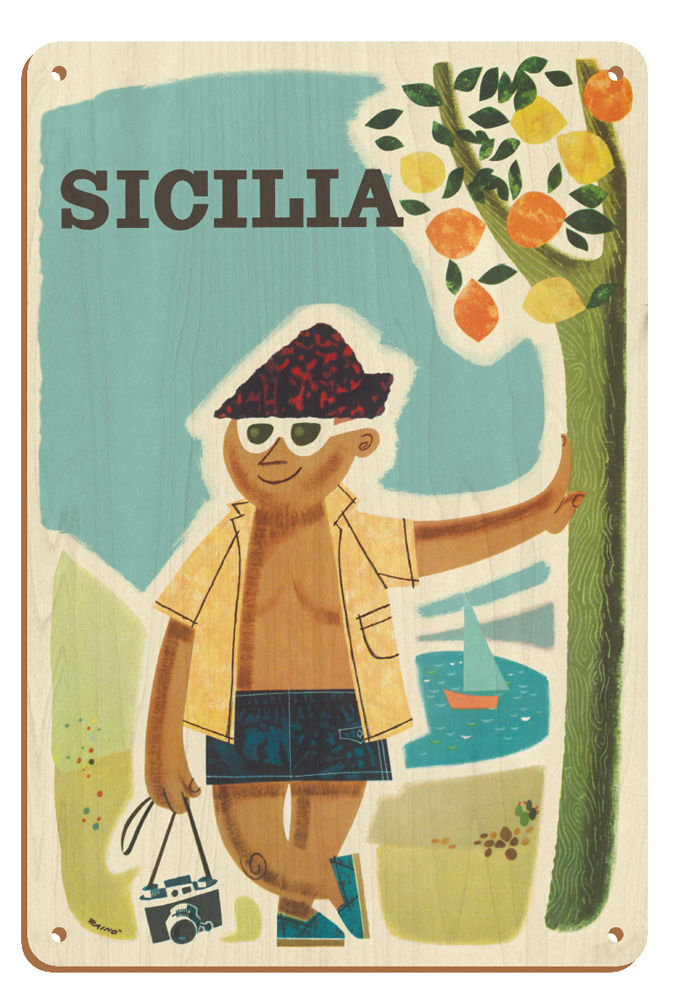 Sicily (Sicilia) Italy - Vintage Travel Poster by Rain� 1957 - Picture 25 of 25
