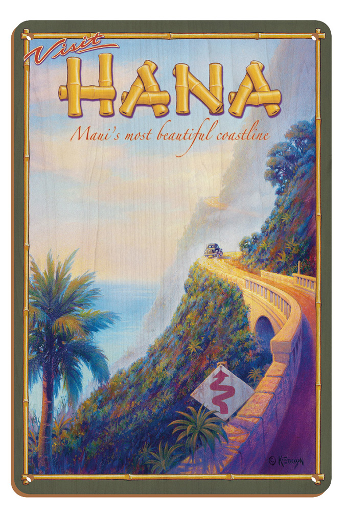 Visit Hana Maui Hawaii - Vintage Hawaiian Travel Poster by Kerne Erickson - Picture 25 of 25
