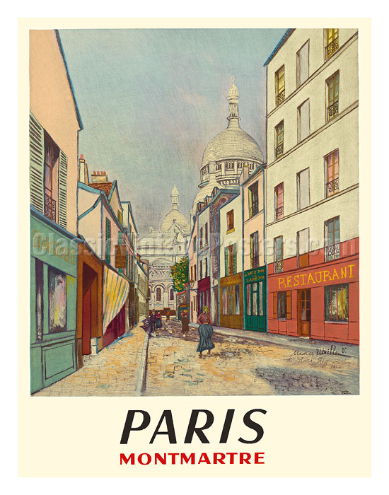 Art Prints & Posters Paris, France Butte Montmartre Basilica of the SacréCœur Rue du