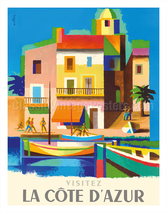 Art Prints & Posters - Visitez (Visit) La Côte D'Azur - France - French ...
