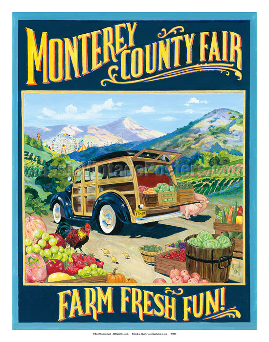 Art Prints & Posters - Monterey County Fair - Farm Fresh Fun! - Retro  Woodie with Farmer's Produce - Fine Art Prints & Posters -  ClassicVintagePosters.com