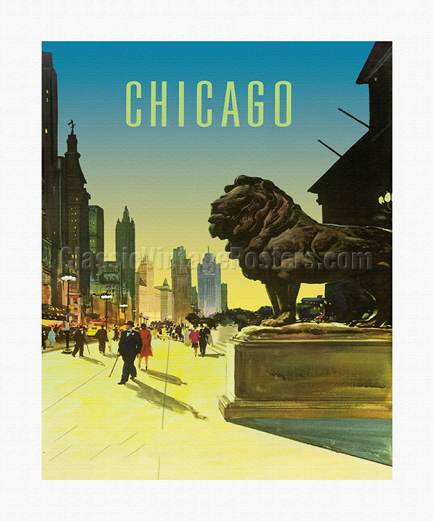 Chicago American Railroad Travel Giclee Canvas Print 18X24