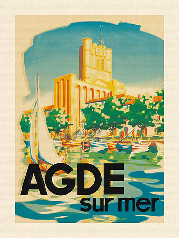 Marseille France Balearic Islands Vintage Airline Travel Art Poster Print 