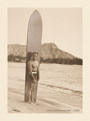 Hawaiian Surfer Duke Kahanamoku Portrait Hawaii Vintage Art Poster Print Giclée
