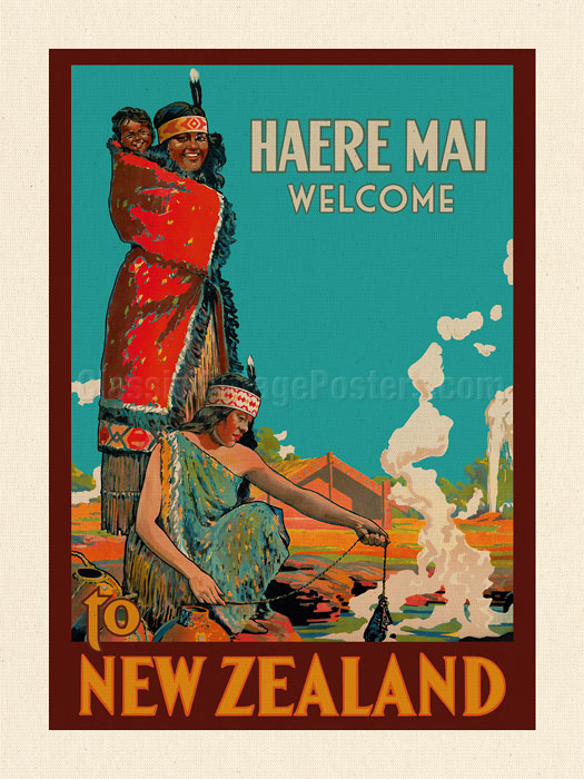 TRAVEL TOURISM ADVERTISEMENT HAERE MAI WELCOME NEW ZEALAND PRINT POSTER BB9819 