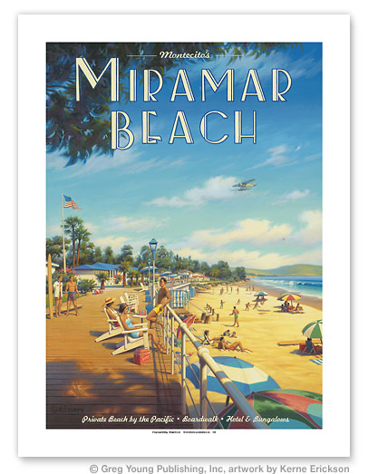 Montecito Kerne Erickson Vintage Style Travel Poster Print Miramar Beach Hotel 