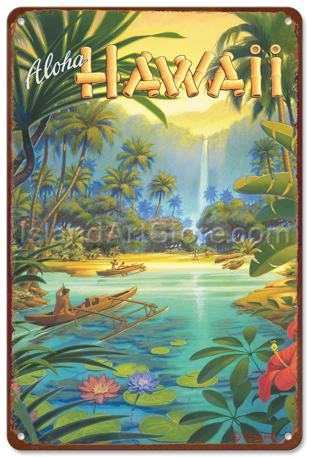 Aloha Hawaii "Métal Tin Signe Affiche Plaque Murale