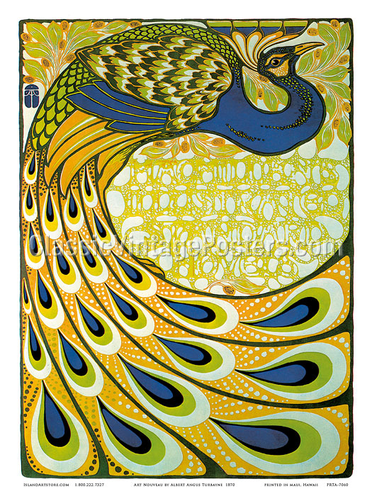 Art Prints & Posters Art Nouveau Book Cover Design; Peacock Edition