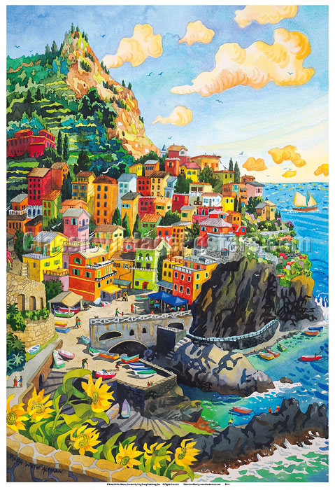 Art Prints & Posters - Manarola, Italy - Cinque Terre Coastal Town -  Italian Riviera - Fine Art Prints & Posters