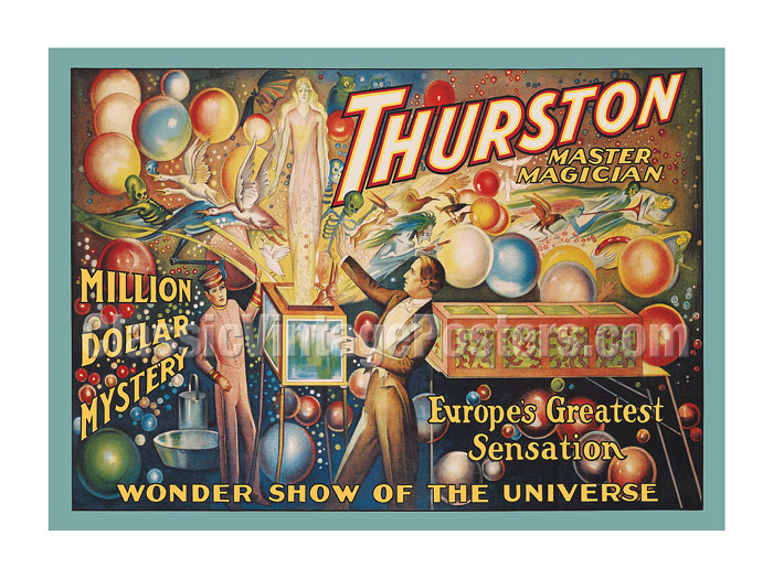 M71 Huge 17”x51” Vintage 1903 Magic Thurston Wonder Show Magician Poster RePrint M71 Huge 17”x51” Vintage 1903 Magic Thurston Wonder Show Magician Poster RePrint