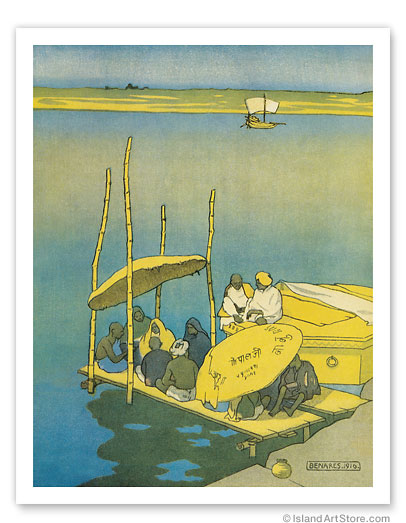 Varanasi India Ganges River Vintage World Travel Art Poster Print 