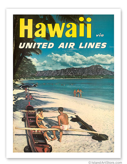 1960s Maui Hawaii Hawaiian Beach United States Travel Advertisement Art Poster 