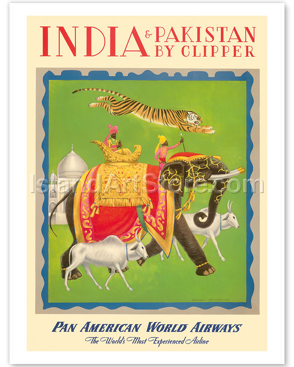 Fine Art Prints & Posters - India and Pakistan by Clipper - Pan American  World Airways - Fine Art Prints & Posters 