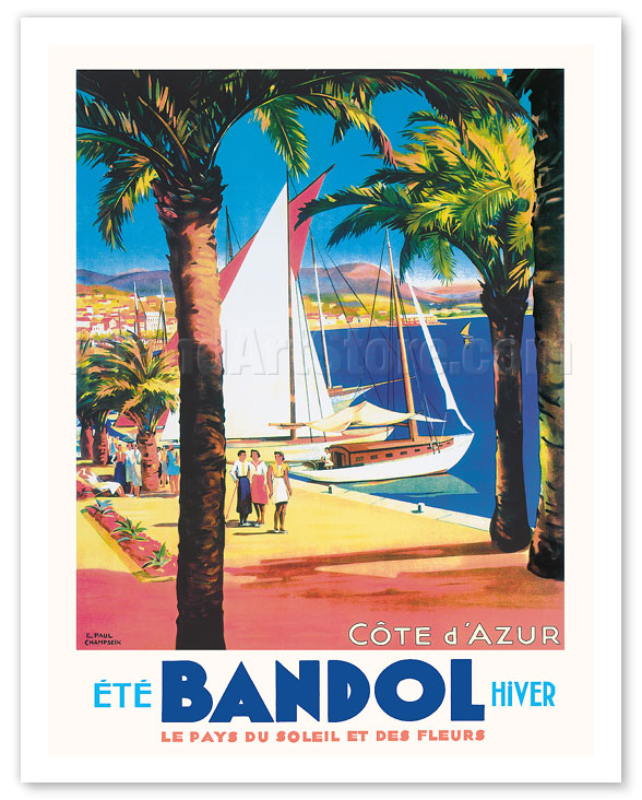 Fine Art Prints & Posters - Bandol - Côte d'Azur France - Summer, Winter in  the Land of Sun and Flowers - c. 1930 - Fine Art Prints & Posters -  IslandArtStore.com