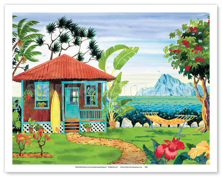 Beach House View Hawaii Giclee Canvas Picture Art 
