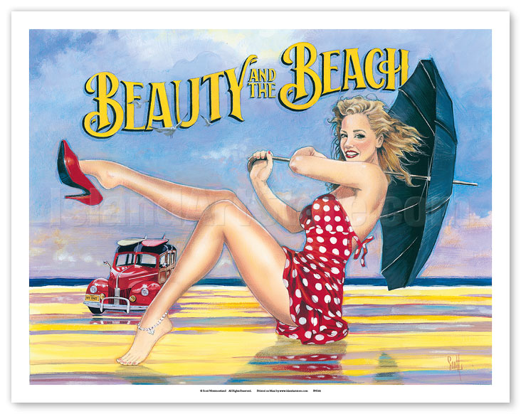 JACKSONVILLE Florida Original Travel Poster Marilyn Beach Pin Up Art Print 169 