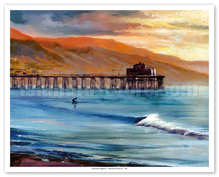 Huntington Beach Calif Koniakowsky From Original Color Painting Metal Tin Sign