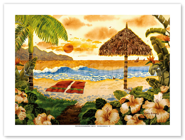 【2枚ご購入で5千円引き】ハワイ風景画　HawaiianArt 双子滝