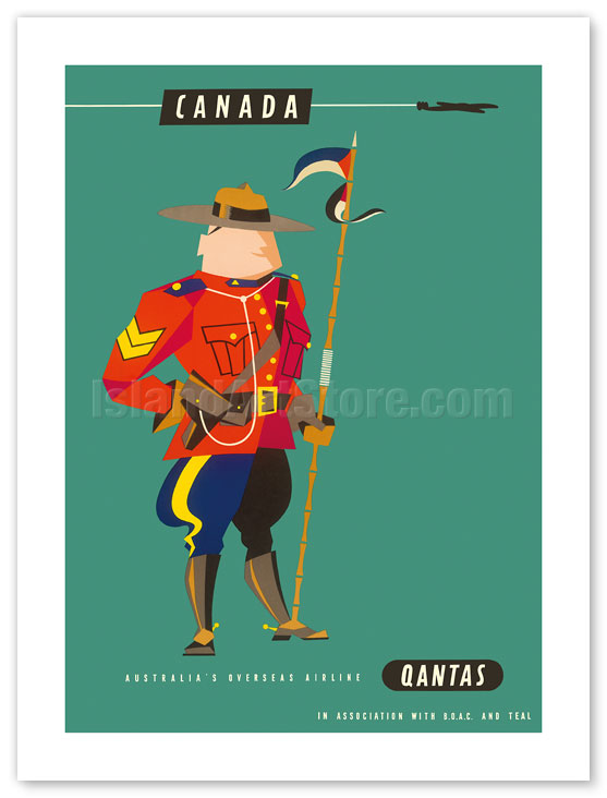 Fine Art Prints & Posters - Canada - Royal Canadian Mounted Police (Mountie)  - Qantas Empire Airways (QEA) - Fine Art Prints & Posters -  