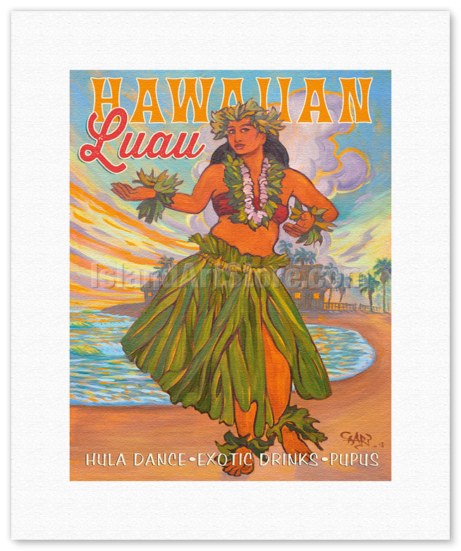Offering Pele Hawaiian Hula Dancer Vintage Art Poster Print Giclee 