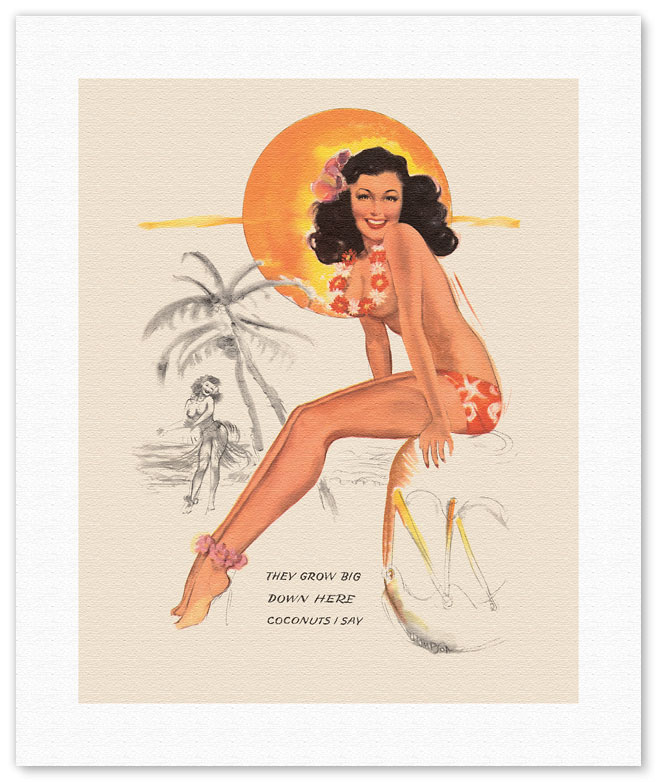 Rolf Armstrong 1937 Vintage Poster Fine Art Print Hawaii Pin Up Calendar Girl