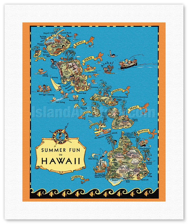 もらって嬉しい出産祝い Prints Art Fine & Map Hawaii in Fun Summer - Posters コレクション