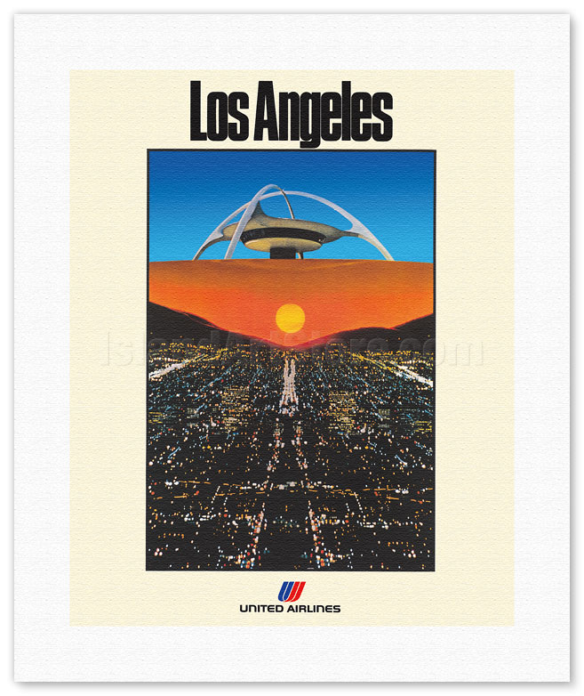 Fine Art Prints & Posters - Los Angeles - United Air Lines - LAX Theme  Building - c. 1979 - Fine Art Prints & Posters | Poster