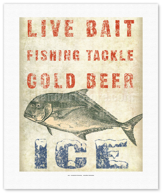 Fine Art Prints & Posters - Hawaii Bait Stand Sign - Fishing Tackle, Cold  Beer, Ice - Fine Art Prints & Posters - IslandArtStore.com