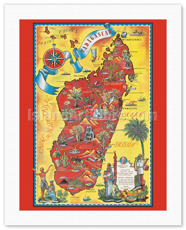 Madagascar Vintage Airline Travel Art Poster Print Giclée