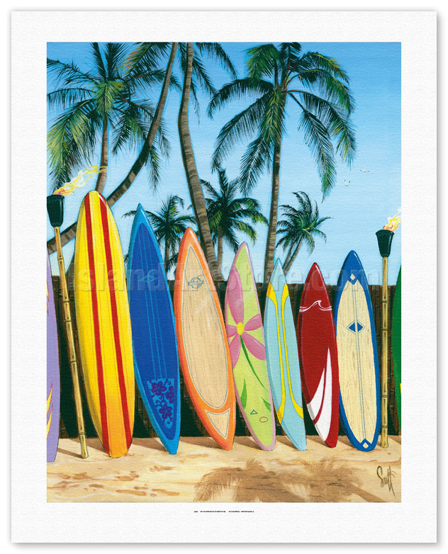 Hawaiian Art Panel Art Poster Decor Surfboard Chanel Homage Art Graphic Art  Canvas Art 1103 (S(30x30cm))) : Home & Kitchen 
